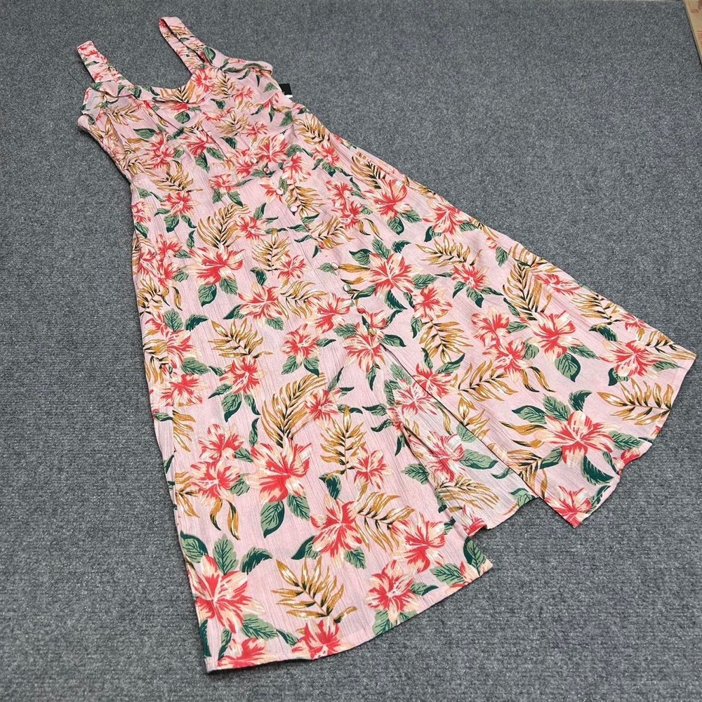 Derek Heart pink floral maxi dress with ruffle top hem Size Small